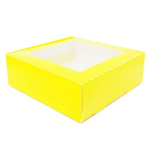 Flip Lid Windowed Boxes Made with Recycled Material -Yellow or PolkaDot Color